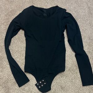 Women's Black Long Sleeve Bodysuit